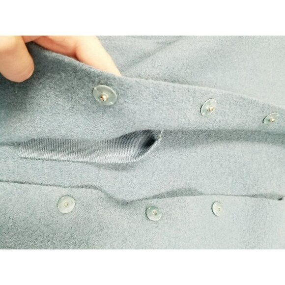 eileen fisher boiled wool Teal Coat 3 snap Closure ribbed sides size small - Picture 13 of 16